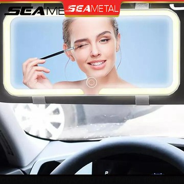 （現貨秒發）SEAMETAL汽車化妝鏡 化妝鏡 遮陽板化妝鏡 車用化妝鏡 遮陽板鏡子 帶燈化妝鏡 汽車遮陽板鏡子 車用燈