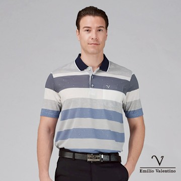 Emilio Valentino 范倫鐵諾 男短袖POLO衫 精梳棉口袋 男上衣(21-5V9833)