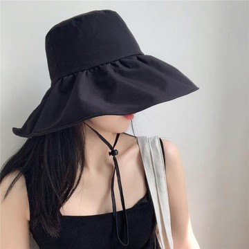 Cape Kara 大檐黑膠遮陽帽夏季戶外薄款顯臉小防曬可折疊漁夫帽子