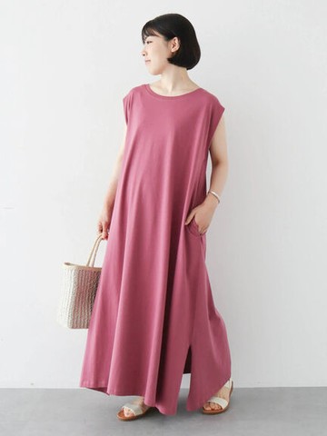 清爽無袖側開衩剪裁連身洋裝(6P46L1H0500) - Green Parks