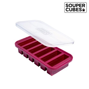 多功能食品級矽膠保鮮盒6格_酒紅色(125ML/格)