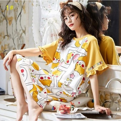 パジャマ ワンピース 半袖 ネグリジェ 夏 ビックｔシャツ ロング丈 キャラクター マタニティ可愛い 安い ルームウェア 大きいサイズ 寝巻き 部屋着 通販 Lineポイント最大get Lineショッピング