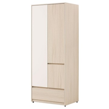 文創集 山多利2.5尺三門單抽雙色衣櫃-76x58x197cm免組