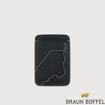 【BRAUN BUFFEL 德國小金牛】台灣總代理 弗洛 磁吸卡夾-黑色/BFC006-737-BK