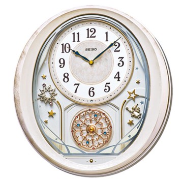 seiko SK037 精工鐘 (QXM370P) 優雅工藝風歐洲旋轉面盤圓形音樂鐘/41.6*38.5*7.6 cm｜樂天全館特惠中★指定刷卡回饋10%