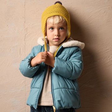 PIPPY可愛恐龍吊飾暖暖連帽鋪棉外套 藍綠-100