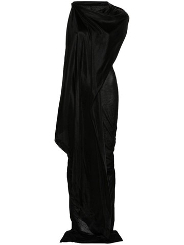 Rick Owens - scarf-detail cotton midi dress - women - Silk/Organic Cotton - 44 - Black
