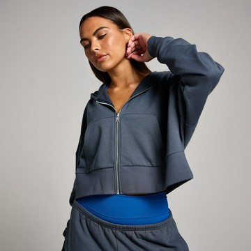 MP Women's Tempo Cropped Zip Through Hoodie - Midnight - XXL