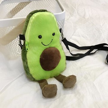 韓國ins街拍潮牛油果造型公仔單肩包原宿卡通毛絨少女學生斜挎包