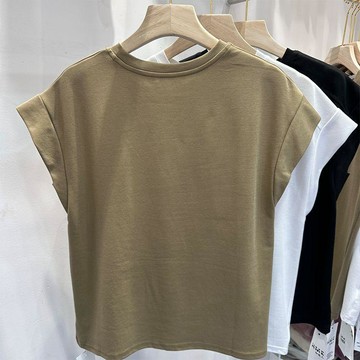 短版背心短T 內搭外穿百搭無袖大尺碼上衣 胖大碼無袖設計感美式背心上衣寬鬆百搭短款小個子T恤250斤0810