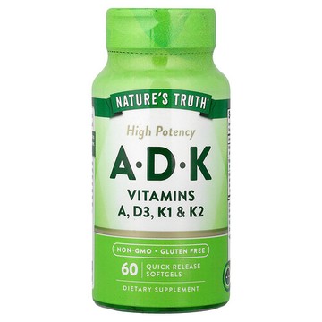 Nature's Truth, 維生素 A、D、K，優效，60 粒速釋軟膠囊