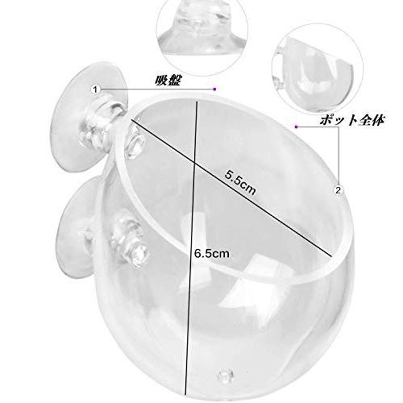 水槽ポット 水草 グラスポットアクアリウム 植木鉢 取付簡単 吸盤式