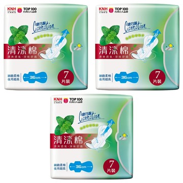 康乃馨 清涼棉超長36cm衛生棉 夜用型 3包 7片