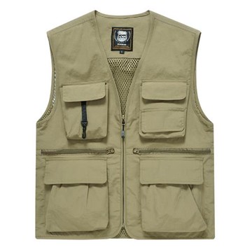 秋季新款男裝馬甲薄款中年寬松多口袋坎肩工裝馬夾攝影釣魚背心男