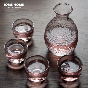 日式玻璃白清酒米酒具套裝錘目紋酒盅分酒器小酒杯酒壺創意1壺4杯