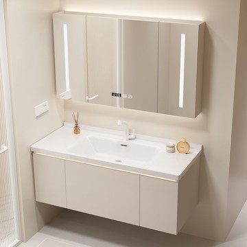 開發票 浴室鏡櫃 現代簡約浴室柜智能感應鏡柜陶瓷一體洗手洗臉盆衛生間洗漱臺衛浴 快速出貨