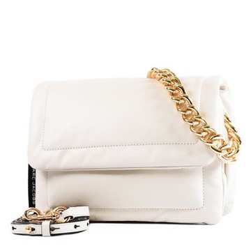 MARC JACOBS 滑面皮革磁吸翻蓋鍊帶肩背/斜背二用包-香草白/特