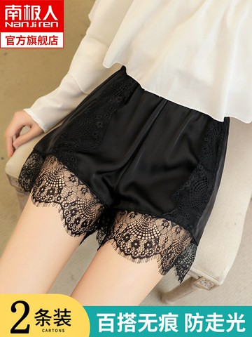 冰絲安全褲女夏季薄款防走光可外穿不卷邊寬松蕾絲短褲打底裙褲白
