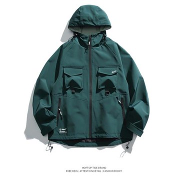 WH先生日系潮牌連帽工裝夾克男潮流街頭小眾設計寬松情侶休閑外套