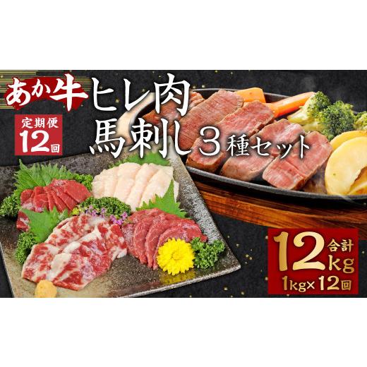 ふるさと納税 熊本県 菊陽町  あか牛 ヒレ肉 800g (6枚前後) 馬刺し 200g (赤身 100g、霜降り 50g、たてがみ 50g) セット 定期便 牛肉 国産牛…