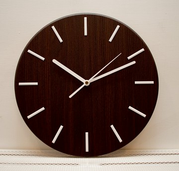 深胡桃木紋-時鐘/靜音-白色刻度-WE CAN HOUSE 交換禮物/聖誔節禮