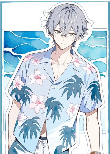 ねこのこ 2026 Summer Collection 月亮貼紙 Blue Tropical
