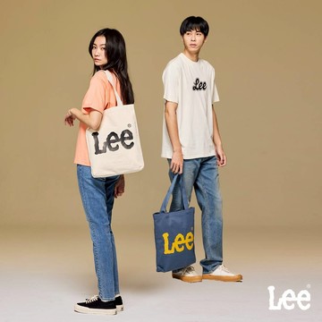 Lee 經典大LOGO帆布袋 米色 藍色 LB324006