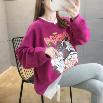 假兩件女士衛衣時尚2024年新款寬松韓版春秋薄款慵懶風潮ins上衣