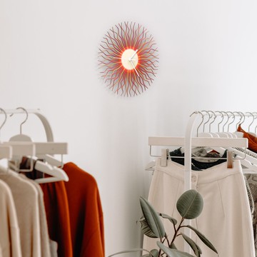 現代手工旭日形掛鐘紅色/橙色 - Radium紅