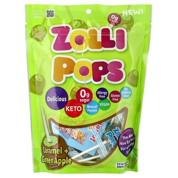 Zollipops, 潔齒棒棒糖，焦糖青蘋果味，約 23-25 根，5.2 盎司