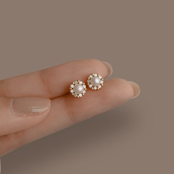 925純銀珍珠耳釘女2021年新款氣質耳環夏季款耳針復古港風耳飾潮