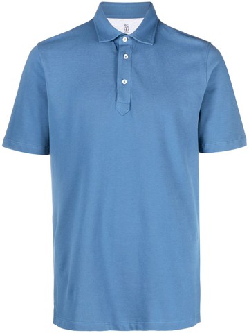 Brunello Cucinelli - short-sleeved cotton polo shirt - men - Cotton - XXS - Blue