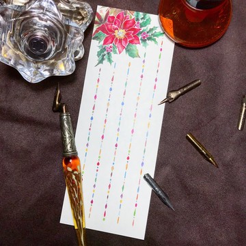 (巴川紙)一筆花箋-<<聖誕特別限量款>>聖誕紅-(一包25張入)