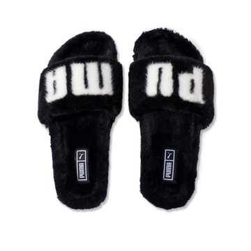 Puma Leadcat 2.0 Fuzz Wns 女鞋 黑色 運動 休閒 毛毛拖 絨毛 拖鞋 38731301