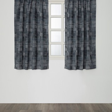 HOLA 和樂家居 艾禮思緹花半腰窗簾 0.95kg  270 x 165 x 0.2cm  幾何藍染藍