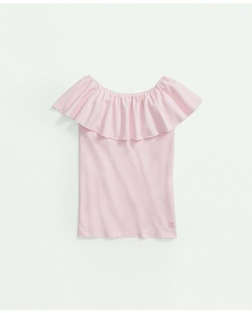 Brooks Brothers Girls Sleeveless Ruffle-Neck Top | Light Pink | Size 8