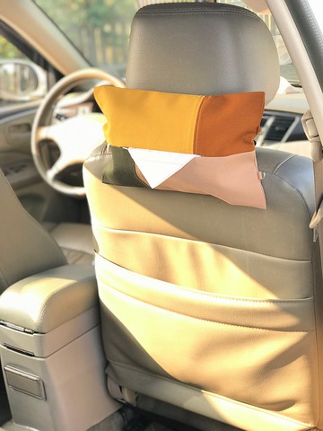 二用車用面紙套 / 色塊拼接帆布面紙套