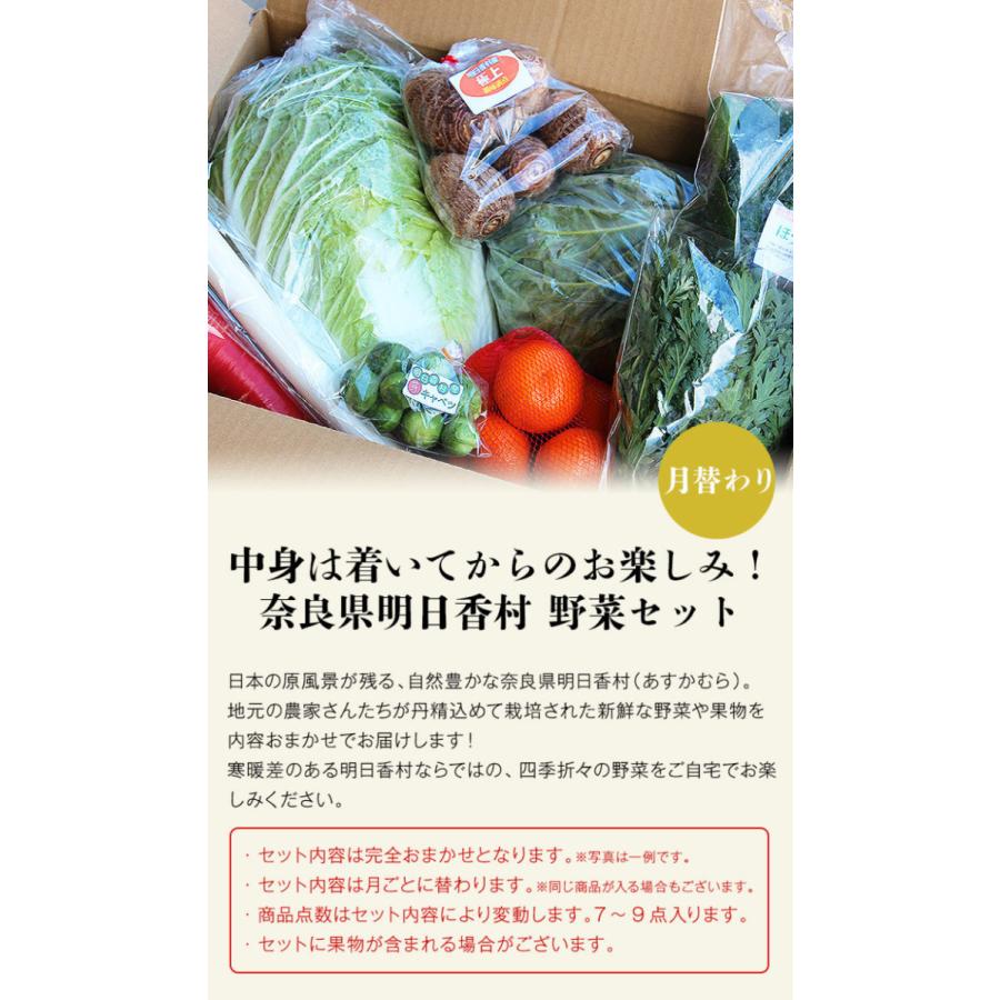 野菜 産地直送 7〜9商品 内容おまかせ 月替わり 奈良県産 明日香村 果物 フルーツ 詰め合わせ 産直 指定日不可 同梱不可