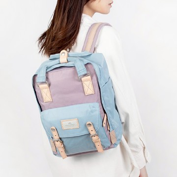 【DOUGHNUT】14吋 防潑水 後背包 馬卡龍 水壺格 書包-淺紫x淺藍