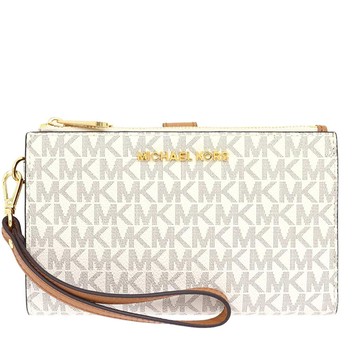 MICHAEL KORS 多功能長夾 防刮PVC皮革 長夾 手機包 皮夾 手拿包 M38637 白色MK(現貨)▶指定Outlet商品5折起☆現貨【送禮首選★APP下單點數4倍送】