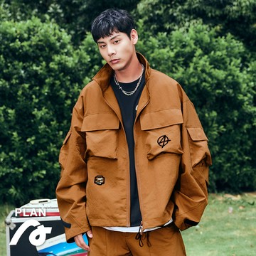STAYREAL PLAN A自有聲立領夾克 - 橘【預計10月中旬出貨】