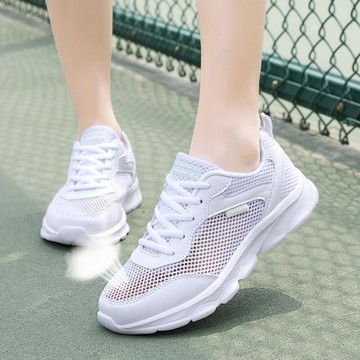 夏季新款女鞋運動鞋網面透氣休閑跑步鞋百搭輕便學生防滑旅游鞋女