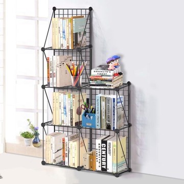 聖若瑞斯簡易創意書架鐵藝組合學生書房落地收納置物架收納小書櫃