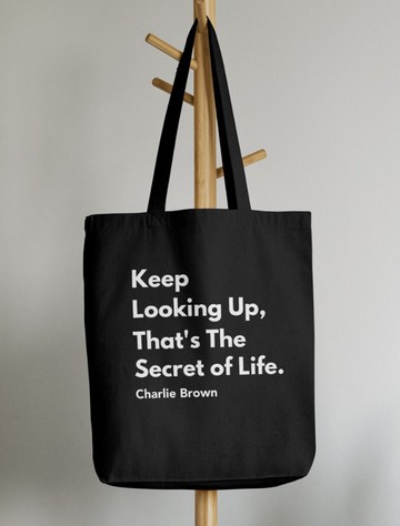 帶著陽光走系列-帆布袋 (黑色帆布-白色字體) (可訂製)