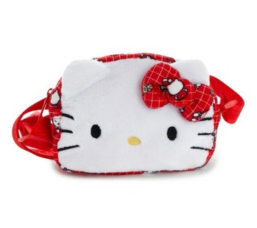 【震撼精品百貨】凱蒂貓_Hello Kitty~日本SANRIO三麗鷗 KITTY造型絨毛斜背包-經典紅*15535