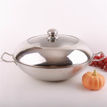 德國304食品級不銹鋼歐式煎炒平底不粘鍋炊具加厚一體成型三層鋼