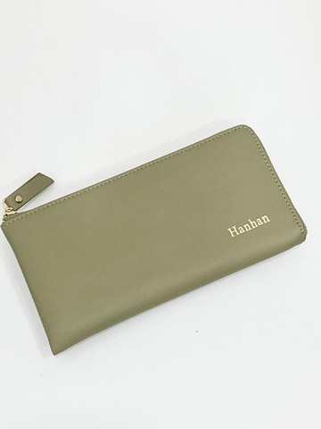 客製化 英文名字燙金  輕薄真皮長夾 L型皮夾  錢包 超輕量