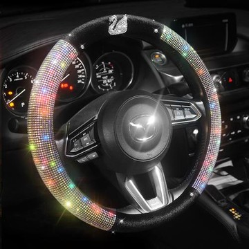 新款汽車方向盤套鑲鉆天鵝皇冠四季通用款可愛女士車內車用手把套