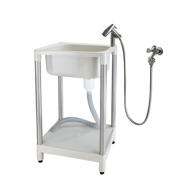 LOMOS 小型塑鋼水槽 不鏽鋼腳架 附二段沖洗組 F48S-A11