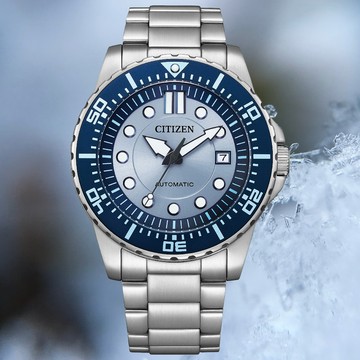 CITIZEN 星辰 Mechanical系列 藍色聖誕限定款機械錶/43mm(NJ0178-81M)